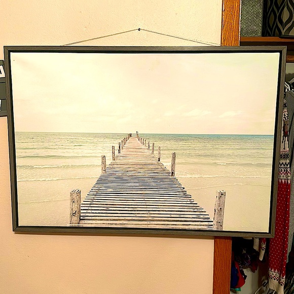Kate and Laurel Beach Canvas with Wood Frame 33x23 - Picture 1 of 9